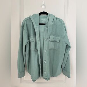 Green American Eagle hoodie button up. Size small, lightweight jacket/shacket